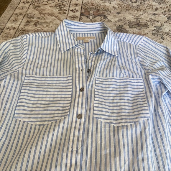 MICHAEL Michael Kors Light Blue and White Striped Shirt - Picture 2 of 12